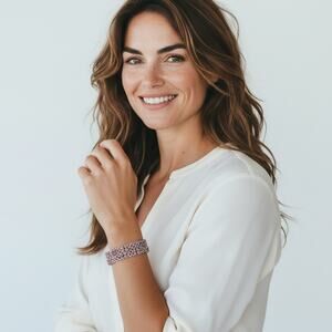 Artisan Made ~ Crystals & Cubes Mauve Cuff Bracelet   Fairy  Glam  Festival